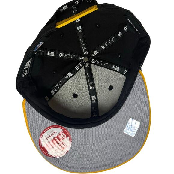 New Era 9Fifty NFL Pittsburgh Steelers Snapback Hat Black Gold M/L Retro - Picture 2 of 10